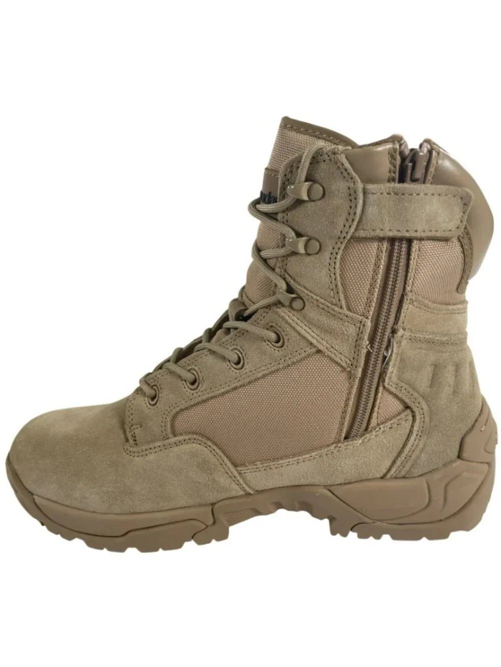 BURUDANI Military Tactical Boots Side Zip Leather Combat Boots Sand Men's Sz 12